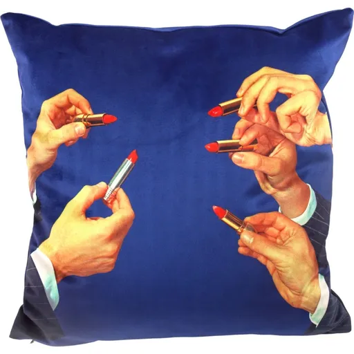 Polštář TOILETPAPER LIPSTICKS Seletti 50 x 50 cm modrý