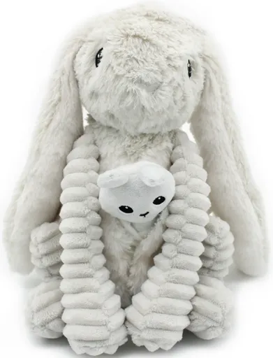 PTIPOTOS Plyšový králík Toudou  šedý - máma s miminkem