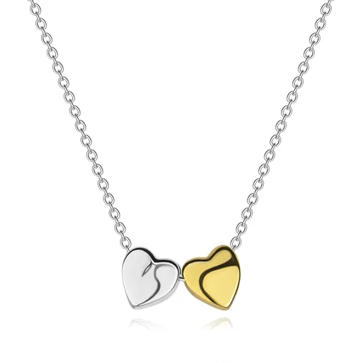 Stříbrný náhrdelník 925 se srdci v stříbrné a zlaté barvě