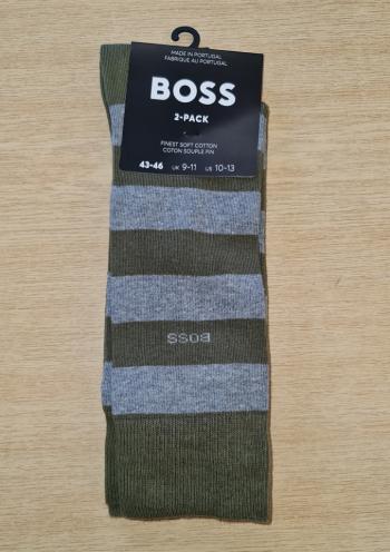 PÁNSKÉ PONOŽKY BOSS 50467712 2PACK 43/46 Olivová