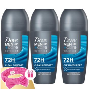 Dove Men+Care Clean Comfort Izzadásgátló 3x50ml + Ajándék Hajpánt