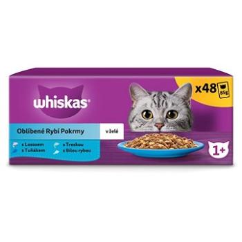 Whiskas kapsičky Oblíbené Rybí pokrmy v želé pro dospělé kočky 48 × 85 g (8410136025884)