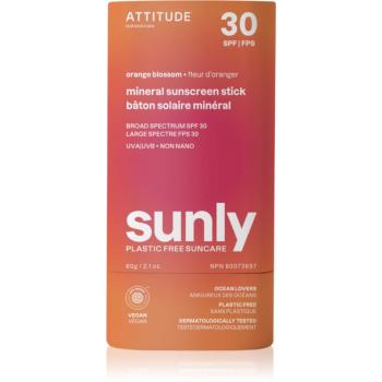 Attitude Sunly Sunscreen Stick minerální krém na opalování v tyčince SPF 30 Orange Blossom 60 g