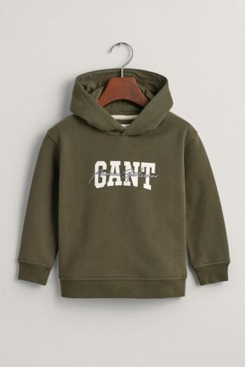 MIKINA GANT ARCH SCRIPT HOODIE JUNIPER GREEN