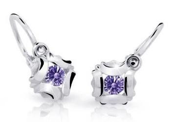 Cutie Jewellery Slušivé dětské náušnice z bílého zlata C2216-10-X-2 fialová