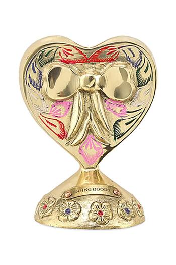 Doing Goods dekoratív gyertyatartó Bubbly Heart 10 x 8 x 6 cm sárga