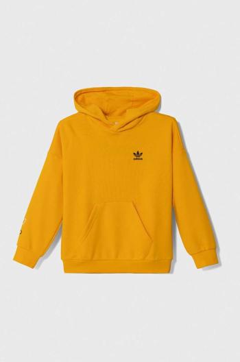 Dětská mikina adidas Originals oranžová barva, s kapucí, s potiskem