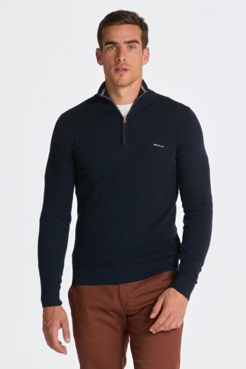 SVETR GANT COTTON PIQUE HALFZIP EVENING BLUE