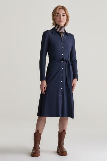 ŠATY GANT SLIM JERSEY SHIRT DRESS EVENING BLUE