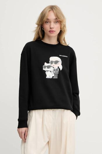 Mikina Karl Lagerfeld čierna farba, s potlačou, A3W20057