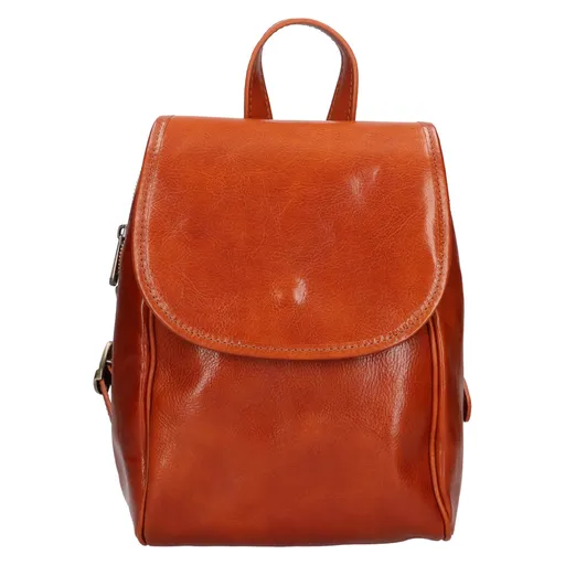 Menší kožený dámský batoh Italia Melas - koňak
