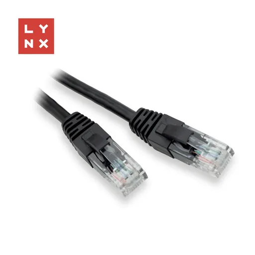 LYNX UTP patch kabel Cat5e, PVC, CCA, 0, 1m, černý (balení obsahuje 10ks)
