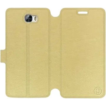 Flip pouzdro na mobil Huawei Y6 II Compact v provedení  Gold&Gray s šedým vnitřkem (5903226013548)