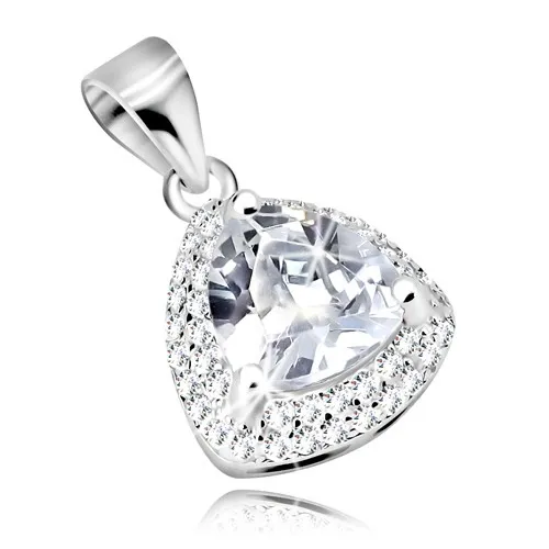 Přívěsek ze stříbra 925, čirý zirkonový trojúhelník s třpytivým lemem