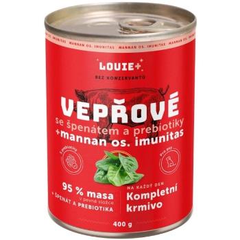 LOUIE VEPŘOVÉ SE ŠPENÁTEM A PREBIOTIKY 400 G Psí konzerva, červená, velikost