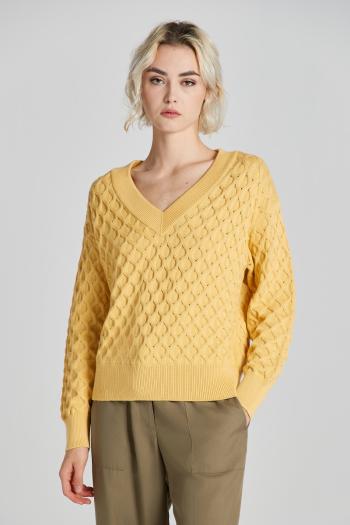 SVETR GANT TEXTURED KNIT V-NECK DUSTY YELLOW