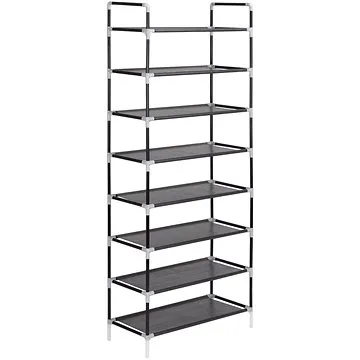 Botník s 8 policemi kov a netkaná textilie černý (245629)