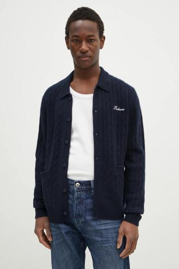 Kašmírový sveter FROM FUTURE pánsky, tmavomodrá farba, MPC02223