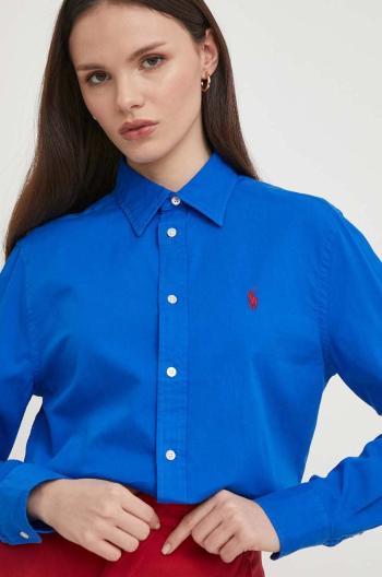 Bavlněná košile Polo Ralph Lauren tmavomodrá barva, regular, s klasickým límcem, 211932522