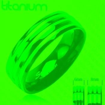 Titánová obrúčka - s troma  pruhmi striebornej farby, čierny - Veľkosť: 64 mm