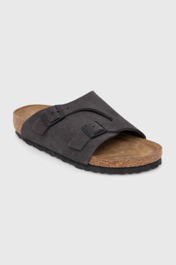 Semišové pantofle Birkenstock Zürich dámské, šedá barva, 1028547