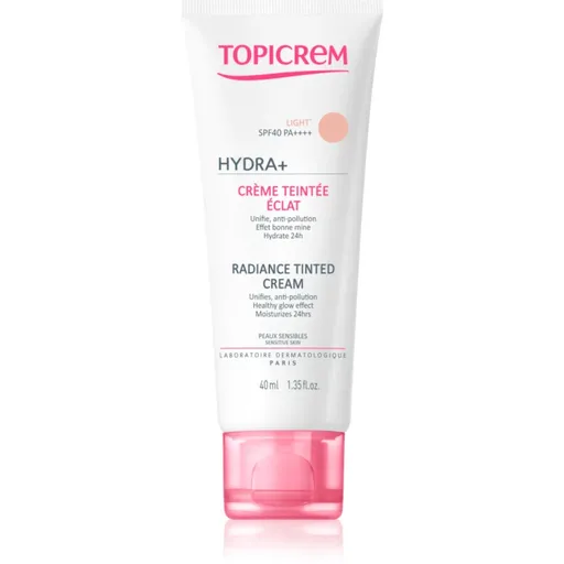 Topicrem UH FACE HYDRA+ Radiance Tinted Cream tónující hydratační krém SPF 40 odstín Light 40 ml