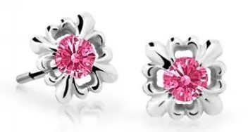 Cutie Jewellery Roztomilé dětské náušnice z bílého zlata C2212-30-X-2 fuchsiová
