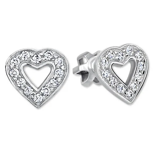 Soliter Srdíčkové náušnice z bílého zlata s krystaly 239 001 00207 07