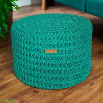 Horgolt szivacs puff d40 - türkiz