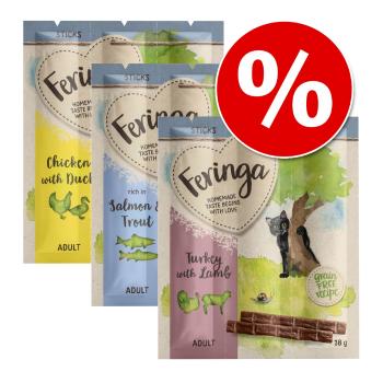 3x3 csomag 18g Feringa Sticks macskasnack- 3-as vegyes csomag (csirke, lazac, pulyka)