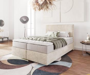Boxspring postel Dream-Well 140x200 cm manšestr béžová