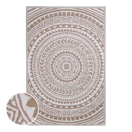 COLOUR CLASH Venkovní koberec kruhy 180 x 118 cm - béžová