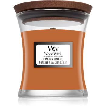 Woodwick Pumpkin Praline vonná svíčka s dřevěným knotem 85 g