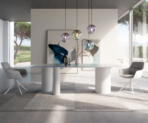 Jídelní stůl Edge boot 240x120 reliéfní sklo perleťové 3D