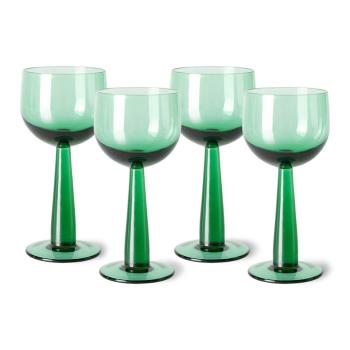 Set 4ks zelená sklenice na víno na vysoké noze The Emeralds - Ø 8*17cm/ 200ml AGL4472