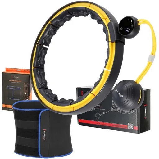 HMS SET HHM21 + BR1313 Sada masážní obruče se závažím a zeštíhlujícího pásu, černá, velikost