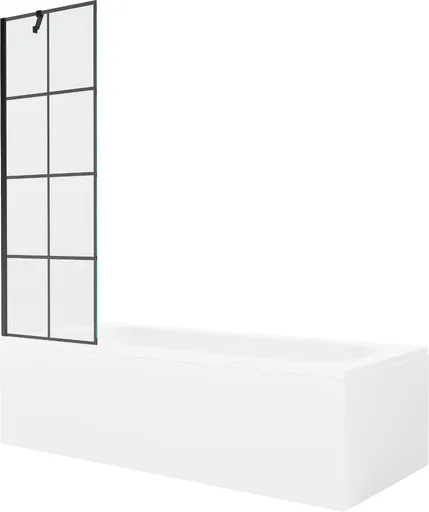 MEXEN/S Vega obdélníková vana 150 x 70 cm s panelem + vanová zástěna 60, černá vzor 550115070X9506007077