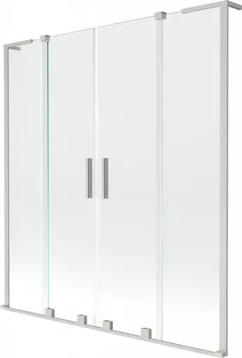 MEXEN/S Velar L Duo dvoukřídlá posuvná vanová zástěna 150 x 150, transparent, nikl kartáčovaný 896-150-003-02-97