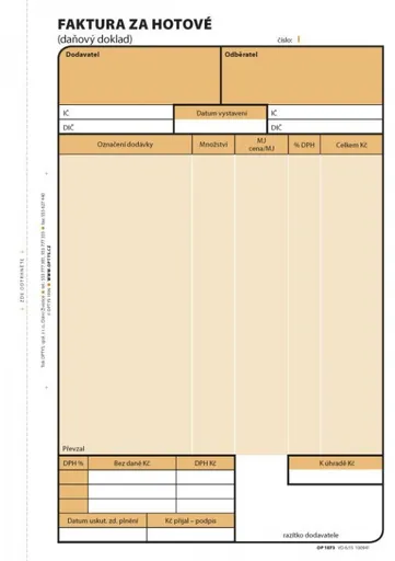 Tiskopis Faktura za hotové A5 samopropis číslovaná 2x50 listů OPTYS