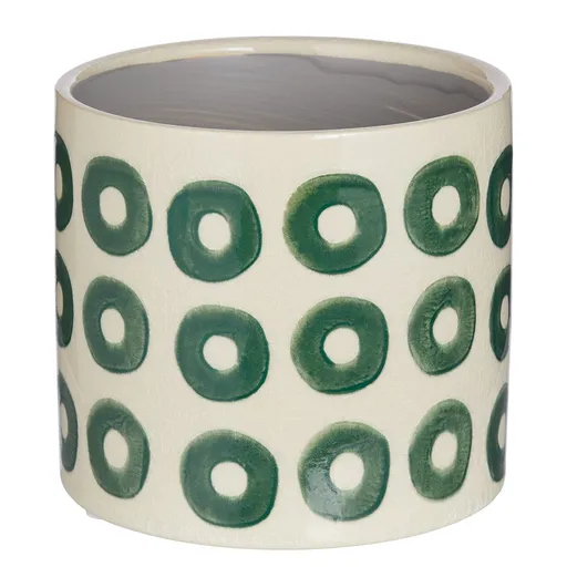 CIRCLE Květináč 14 cm - béžová/zelená