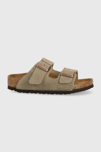 Dětské semišové pantofle Birkenstock béžová barva