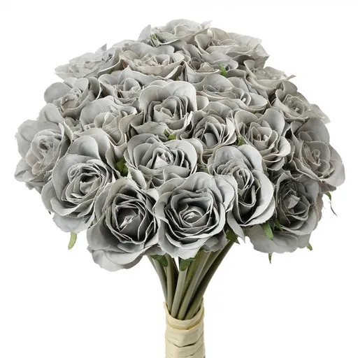 Šedá umělá kytice růže Rose grey - 20*16*30 cm 6PL0392G