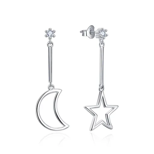 MOISS Krásné stříbrné náušnice Měsíc a Hvězda E0003789
