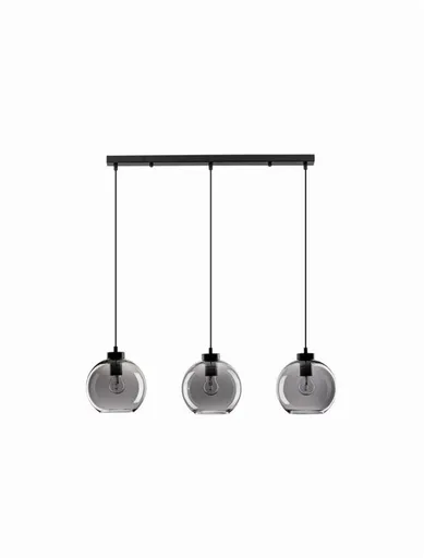 NOVA LUCE závěsné svítidlo PALMER kouřové sklo černý kabel černá kovová základna E27 3x12W 230V IP20 bez žárovky 9241150