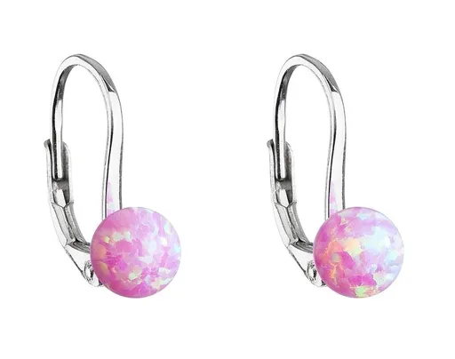 Evolution Group - Pavona Půvabné stříbrné náušnice s růžovým syntetickým opálem 11242.1