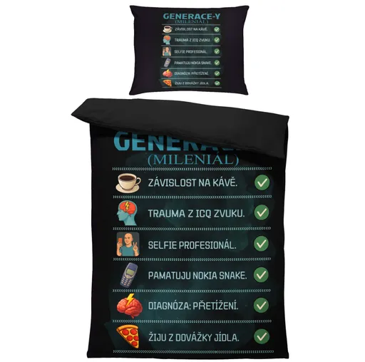 Povlečení Generace Y – nastavení (Rozměr : 1x140/220 + 1x90/70)