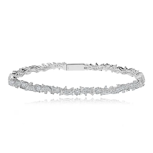 Náramek ze stříbra 925 - motiv měsíce, slunce a hvězd, čiré zirkony