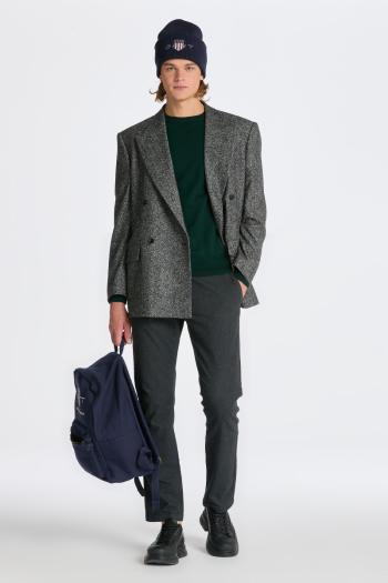 KALHOTY GANT SLIM BRUSHED TWO TONE TWILL PANTS ANTRACIT MELANGE