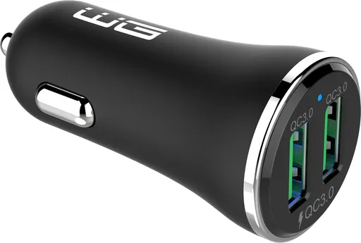 WG - Nabíječka do auta 2x USB-A 36W, QC 3.0 + QC 3.0, černá