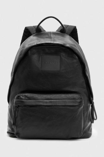 Kožený batoh AllSaints CARABINER BACKPACK pánský, černá barva, velký, hladký, M164XB